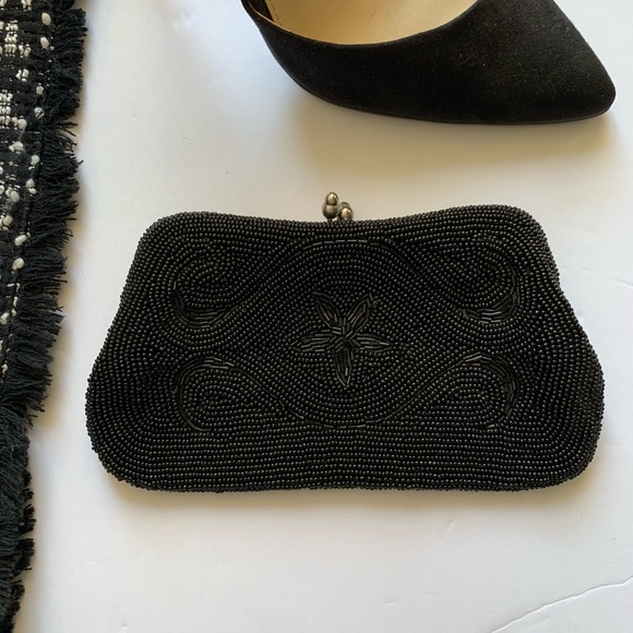 Vintage Black Beaded Clutch - Picture 1 of 4